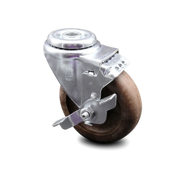 4 Inch High Temp Glass Filled Nylon Swivel Bolt Hole Caster with Brake SCC